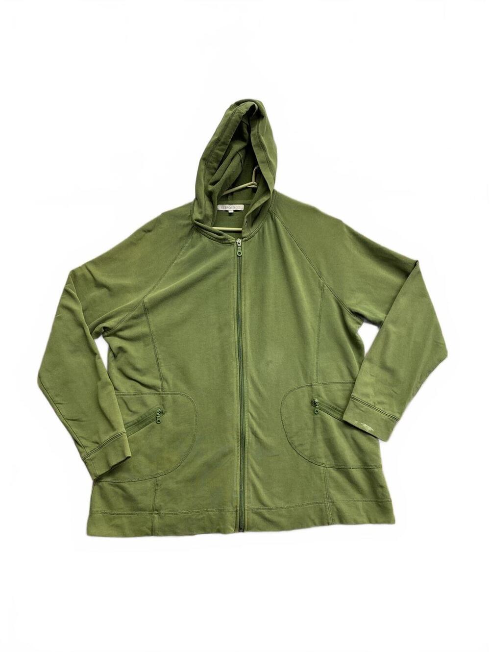Vintage Y2K AE Sport&CO/Reitmans Women's Olive Green Zip-Up Hoodie Size XL